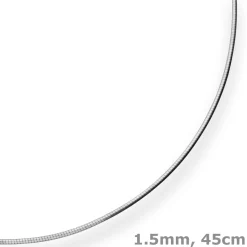 1,5mm Halsreif Halskette aus 925 Silber rhodiniert matt 45cm