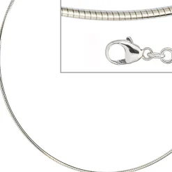 1,5mm Halsreif Omegakette Collier 925 Silber rhodiniert rund 50cm