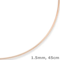 1,5mm Halsreif Omegakette Tondakette Collier Omegareif aus 750 Gold Rotgold 45cm