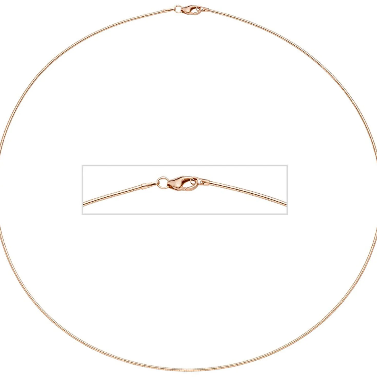 1,1mm Halsreif Omegareif aus 925 Silber rotgold vergoldet 45cm Halsschmuck