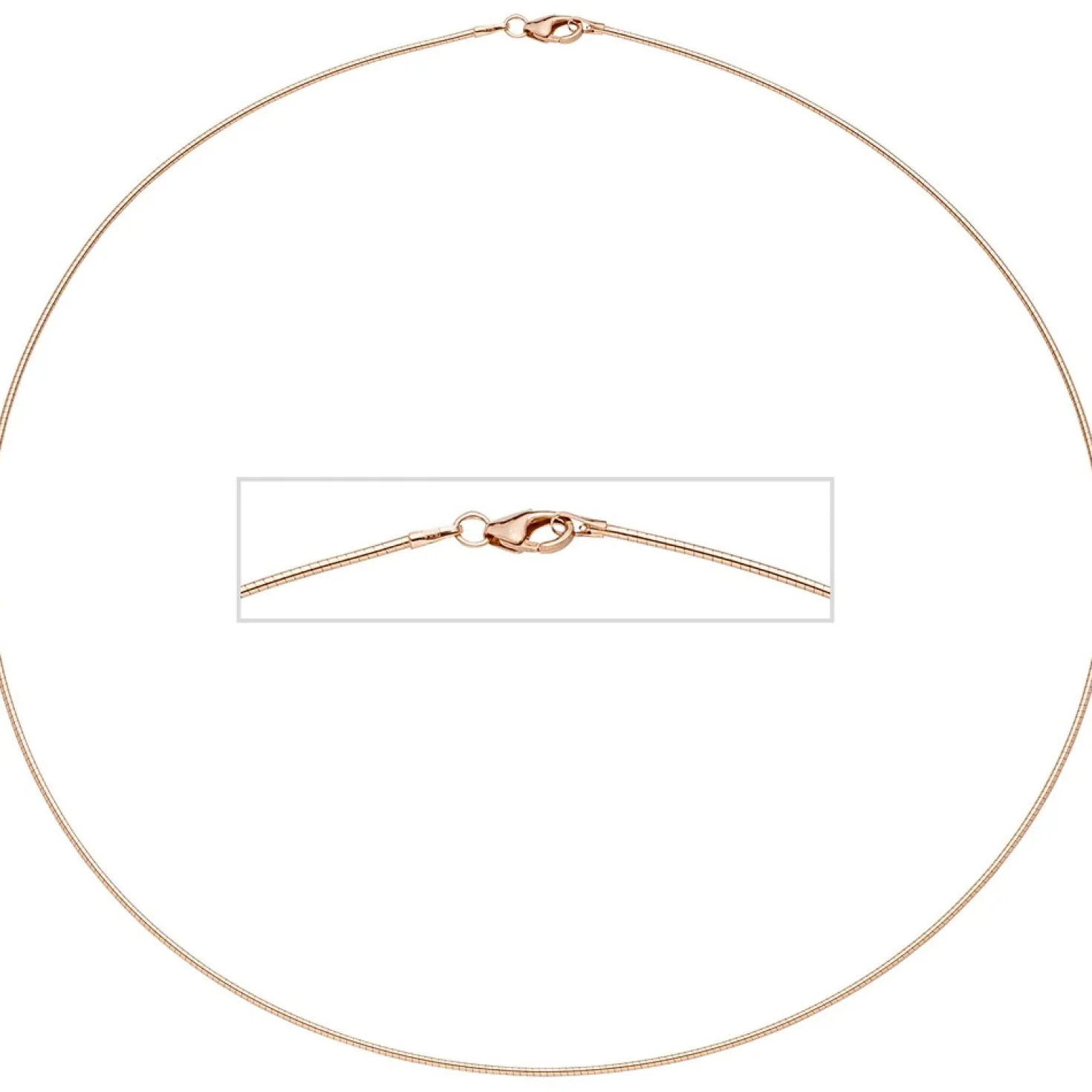 1,1mm Halsreif Omegareif aus 925 Silber rotgold vergoldet 42cm Halsschmuck