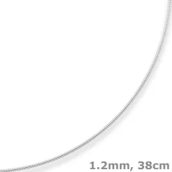 1,2mm Halsreif Omegareif Halskette aus 925 Silber rhodiniert 38cm