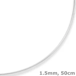 1,5mm Halsreif Omegareif Halskette aus 925 Silber rhodiniert 50cm