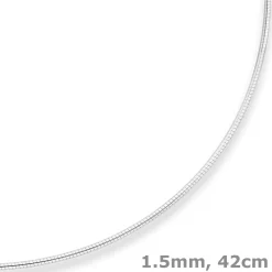 1,5mm Halsreif Omegareif Halskette aus 925 Silber rhodiniert 42cm