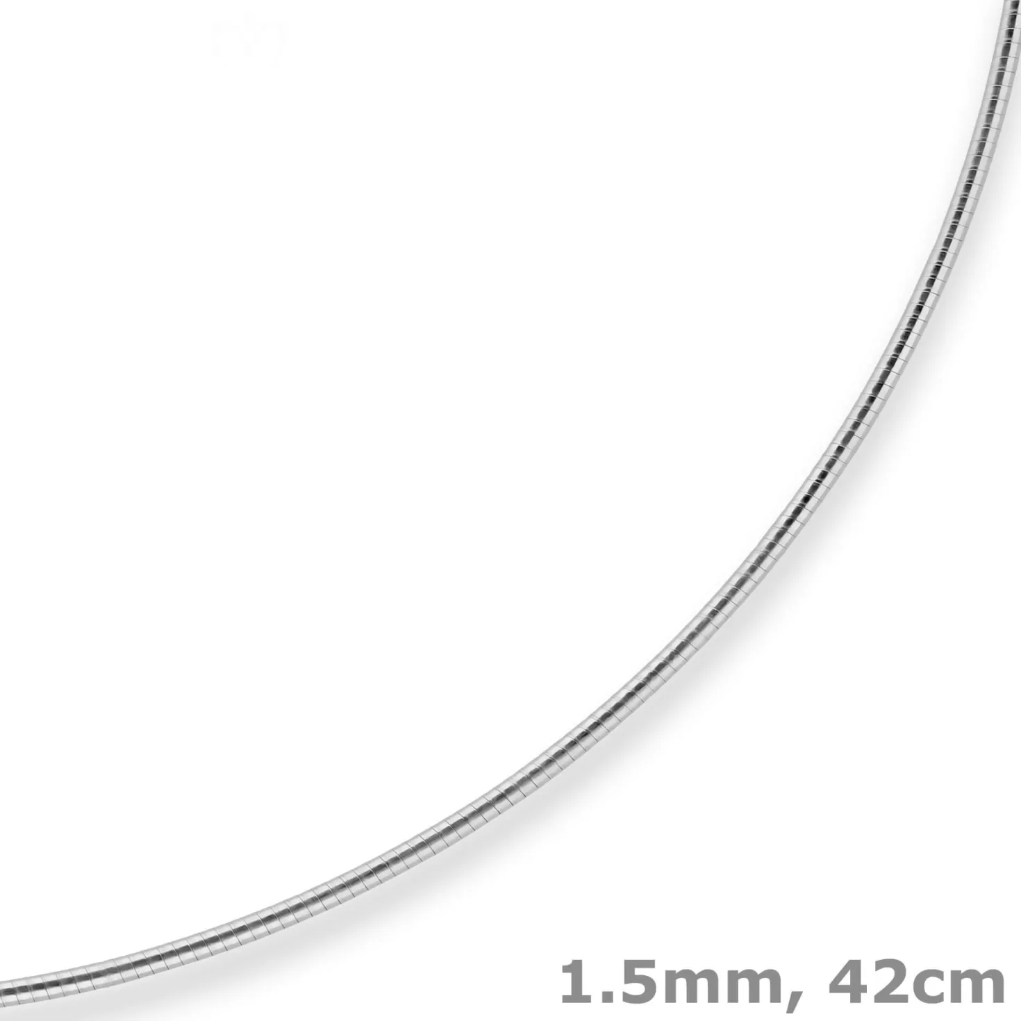 1,5mm Halsreif Omegareif Halskette aus 925 Silber rhodiniert 42cm