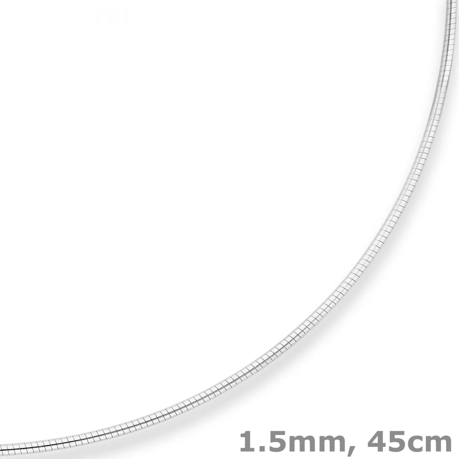 1,5mm Halsreif Omegareif Halskette aus 925 Silber rhodiniert 45cm