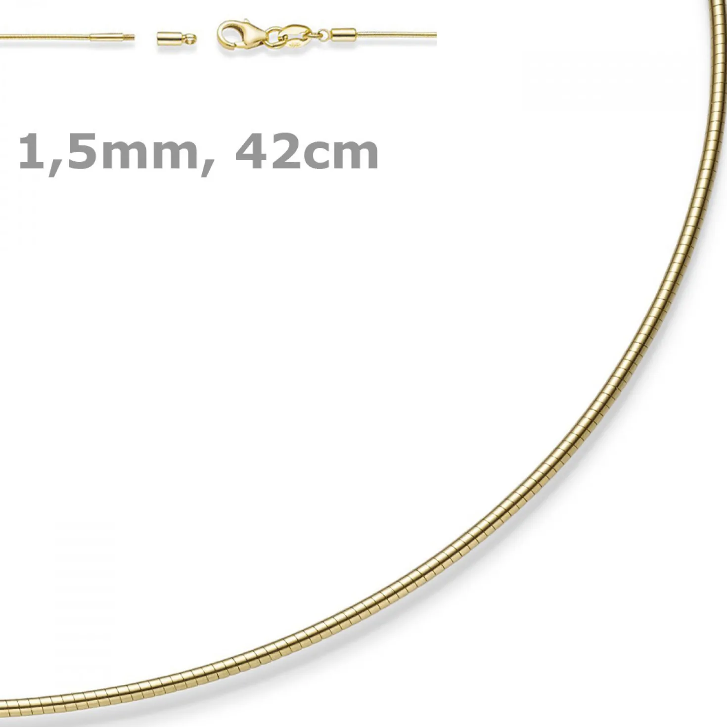 1,5mm Halsreif Omegareif Omegakette Collier 750 Gold Gelbgold 42cm abschraubbar
