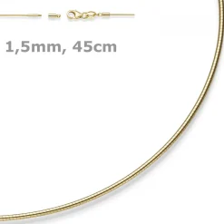 1,5mm Halsreif Omegareif Omegakette Collier 585 Gold Gelbgold 45cm abschraubbar