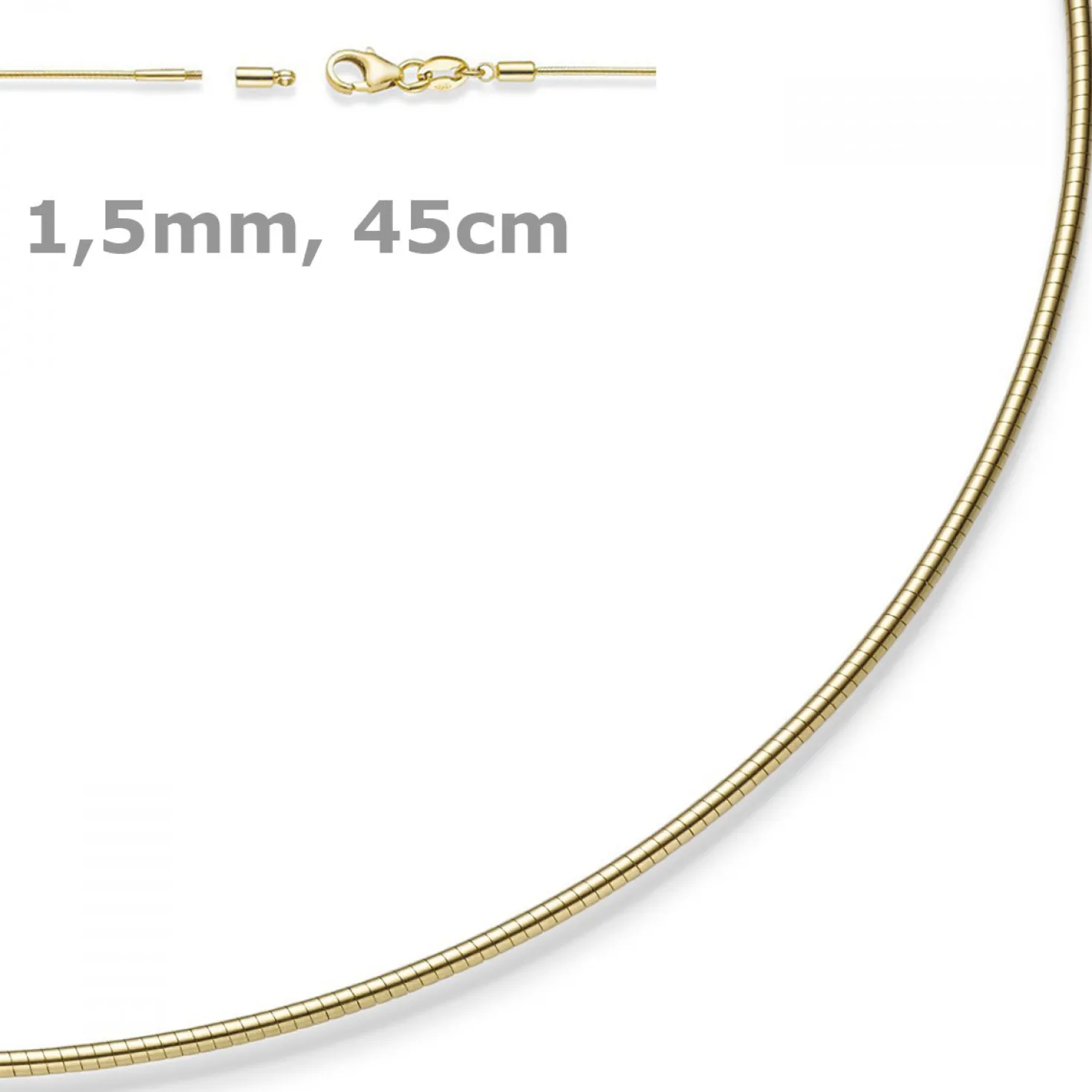 1,5mm Halsreif Omegareif Omegakette Collier 585 Gold Gelbgold 45cm abschraubbar