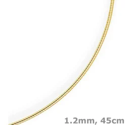 1,2mm Halsreif Omegareif Omegakette Collier 750 Gold Gelbgold, rund, 45cm
