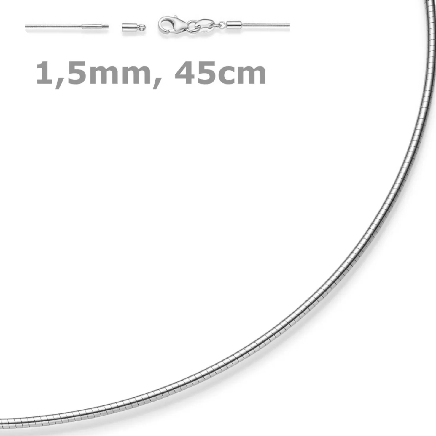1,5mm Halsreif Omegareif Omegakette Collier 585 Gold Weißgold 45cm abschraubbar