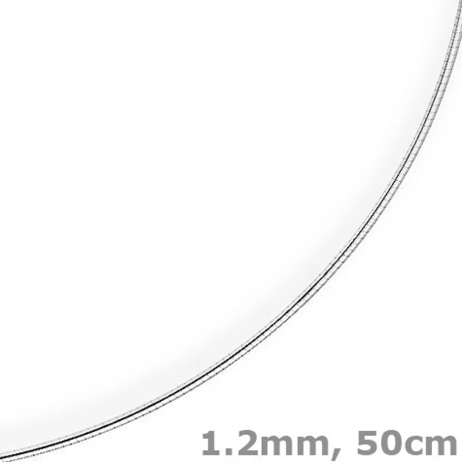 1,2mm Halsreif Omegareif Omegakette Collier 585 Gold Weißgold, rund, 50cm