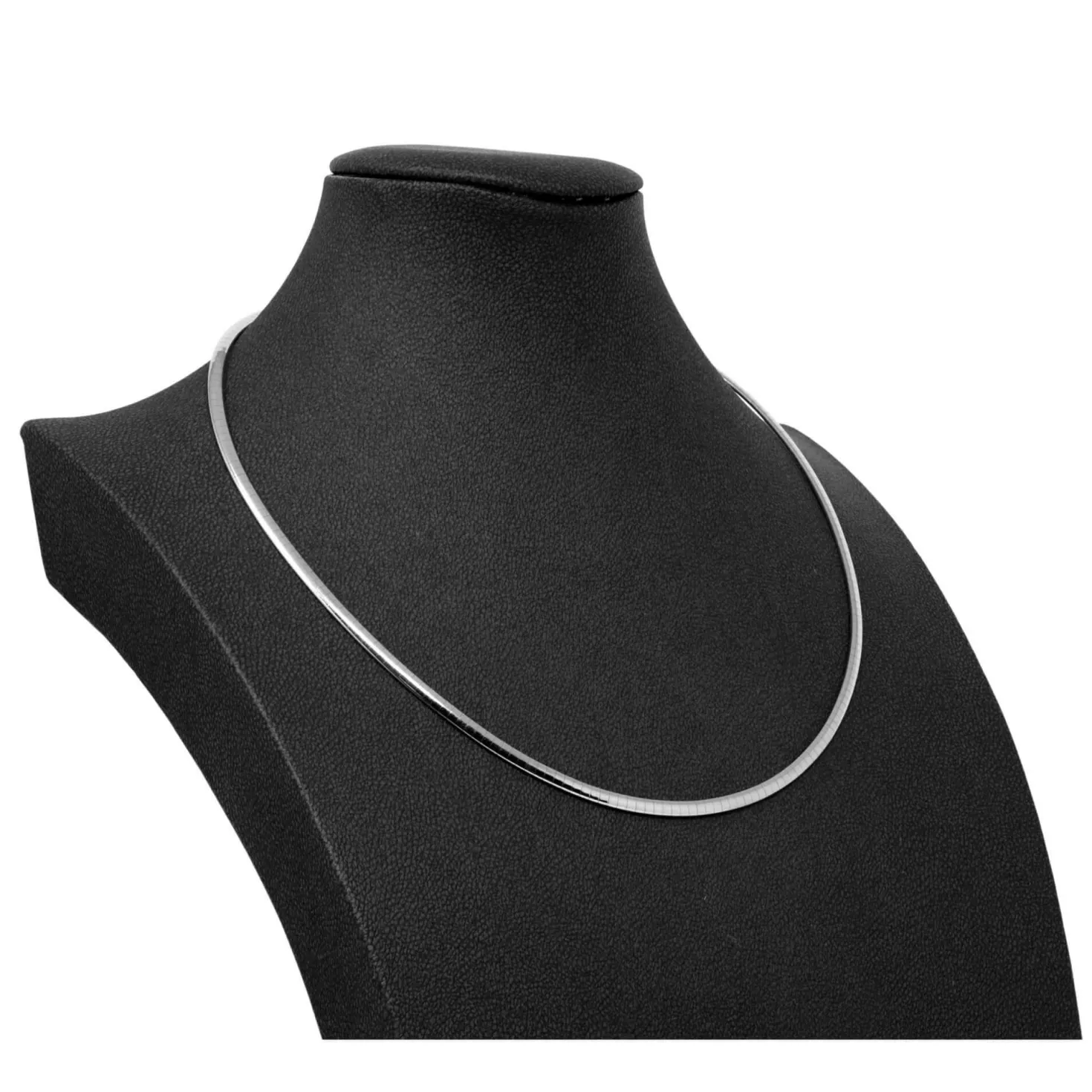 3mm Halsreif Omegareif Omegakette flach 585 Gold Weißgold Goldkette 50cm Damen