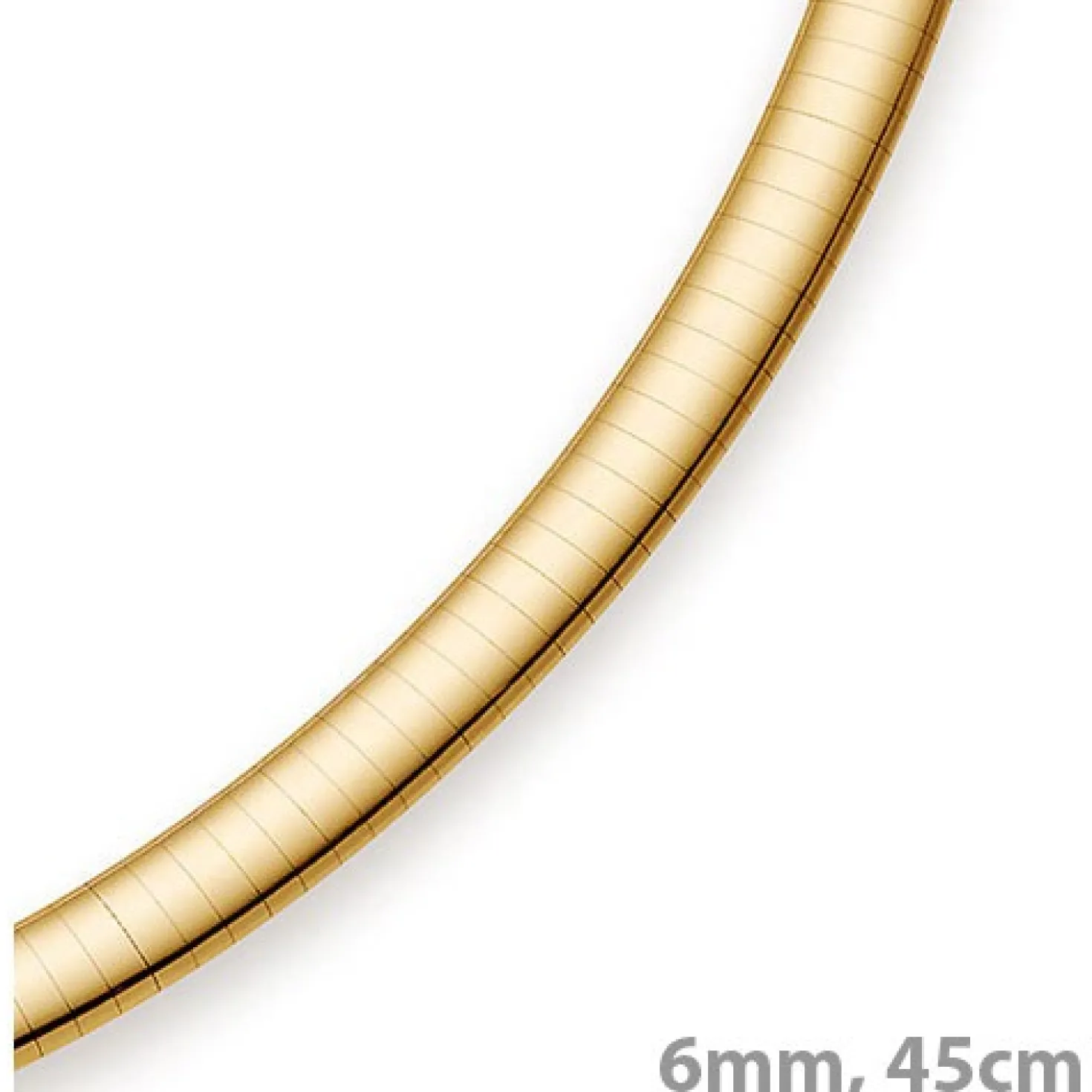 6mm Halsreif Omegareif Omegakette, 585 Gold Gelbgold, flach, massiv, 45cm