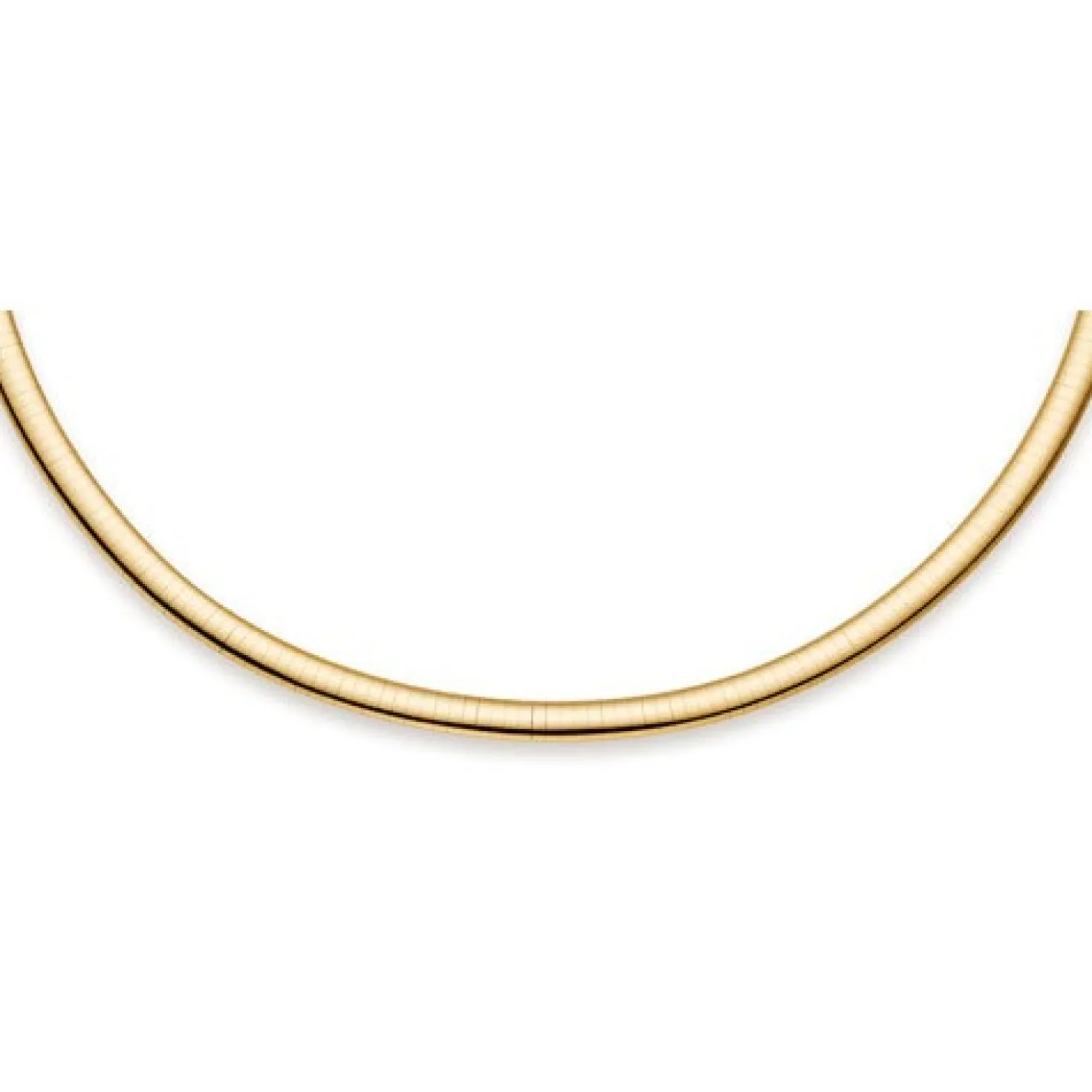 6mm Halsreif Omegareif Omegakette, 585 Gold Gelbgold, flach, massiv, 45cm