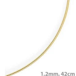 1,2mm Halsreif Omegareif Omegakette, 585 Gold Gelbgold, Goldkette 42cm