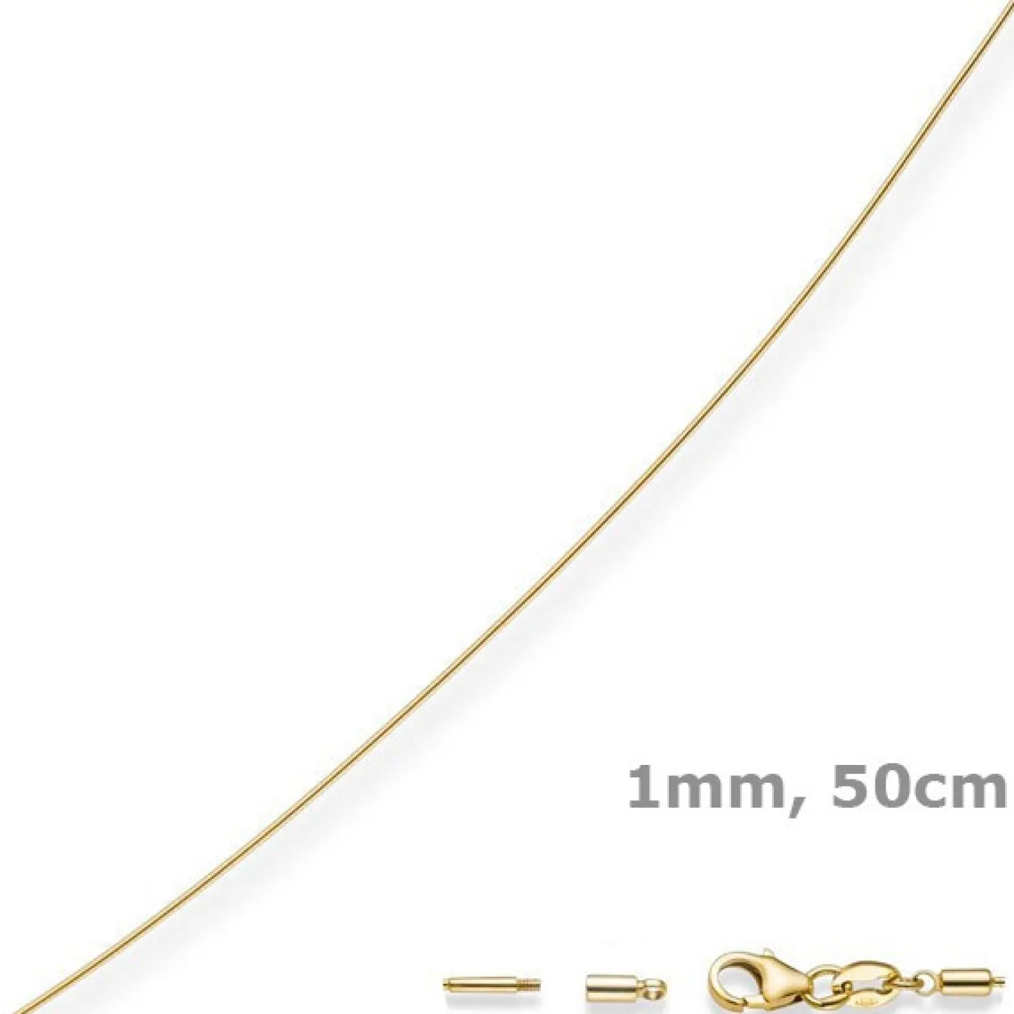 1mm Halsreif Omegareif Omegakette 750 Gold Gelbgold Goldkette 50cm abschraubbar