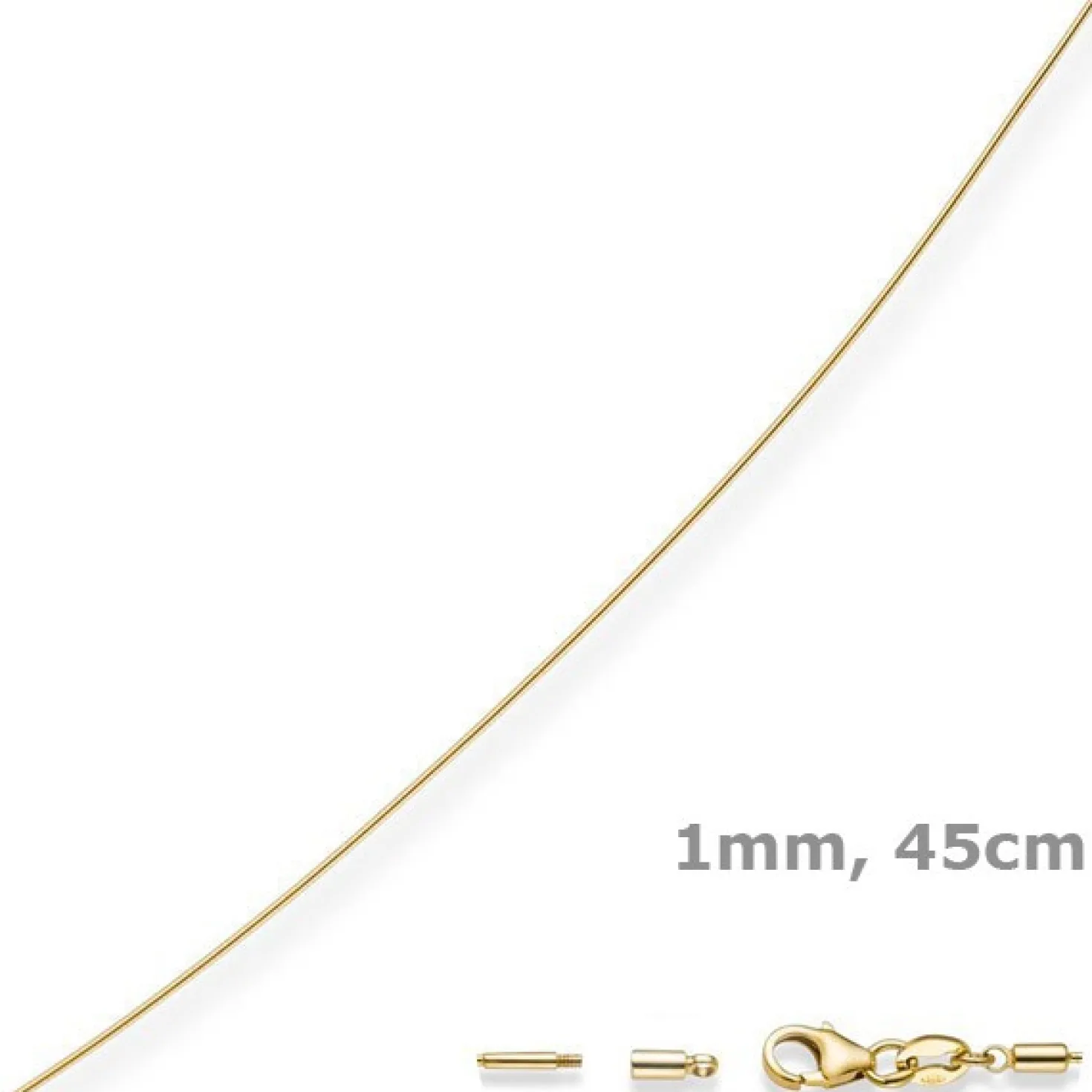 1mm Halsreif Omegareif Omegakette 750 Gold Gelbgold Goldkette 45cm abschraubbar