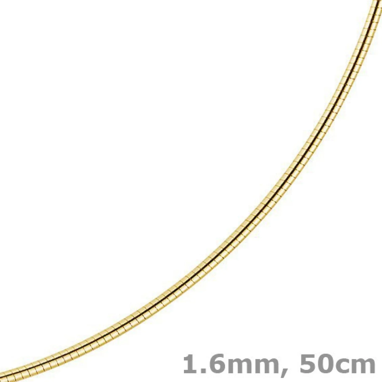 1,6mm Halsreif Omegareif Omegakette, 585 Gold Gelbgold, Goldkette, 50cm
