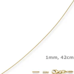1mm Halsreif Omegareif Omegakette 750 Gold Gelbgold Goldkette 42cm abschraubbar