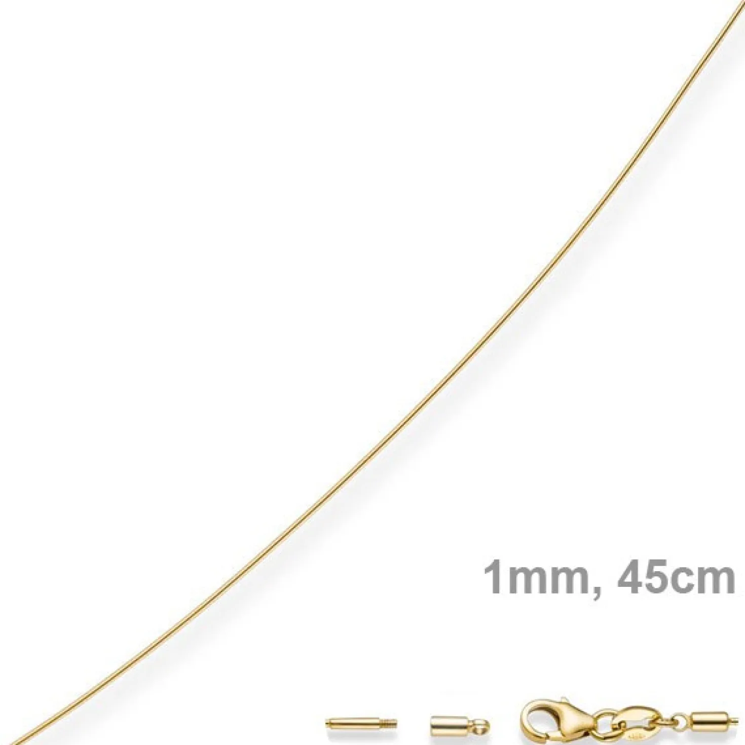 1mm Halsreif Omegareif Omegakette 585 Gold Gelbgold Goldkette 45cm abschraubbar
