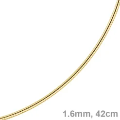 1,6mm Halsreif Omegareif Omegakette, 585 Gold Gelbgold, Goldkette, 42cm