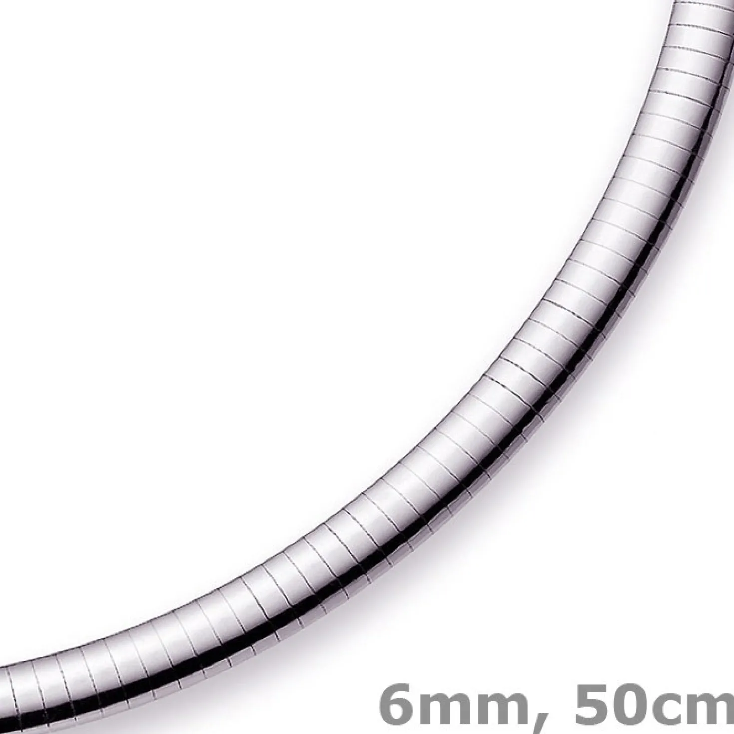 6mm Halsreif Omegareif Omegakette, 585 Gold Weißgold, flach, massiv, 50cm