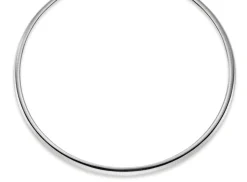 6mm Halsreif Omegareif Omegakette, 585 Gold Weißgold, flach, massiv, 50cm