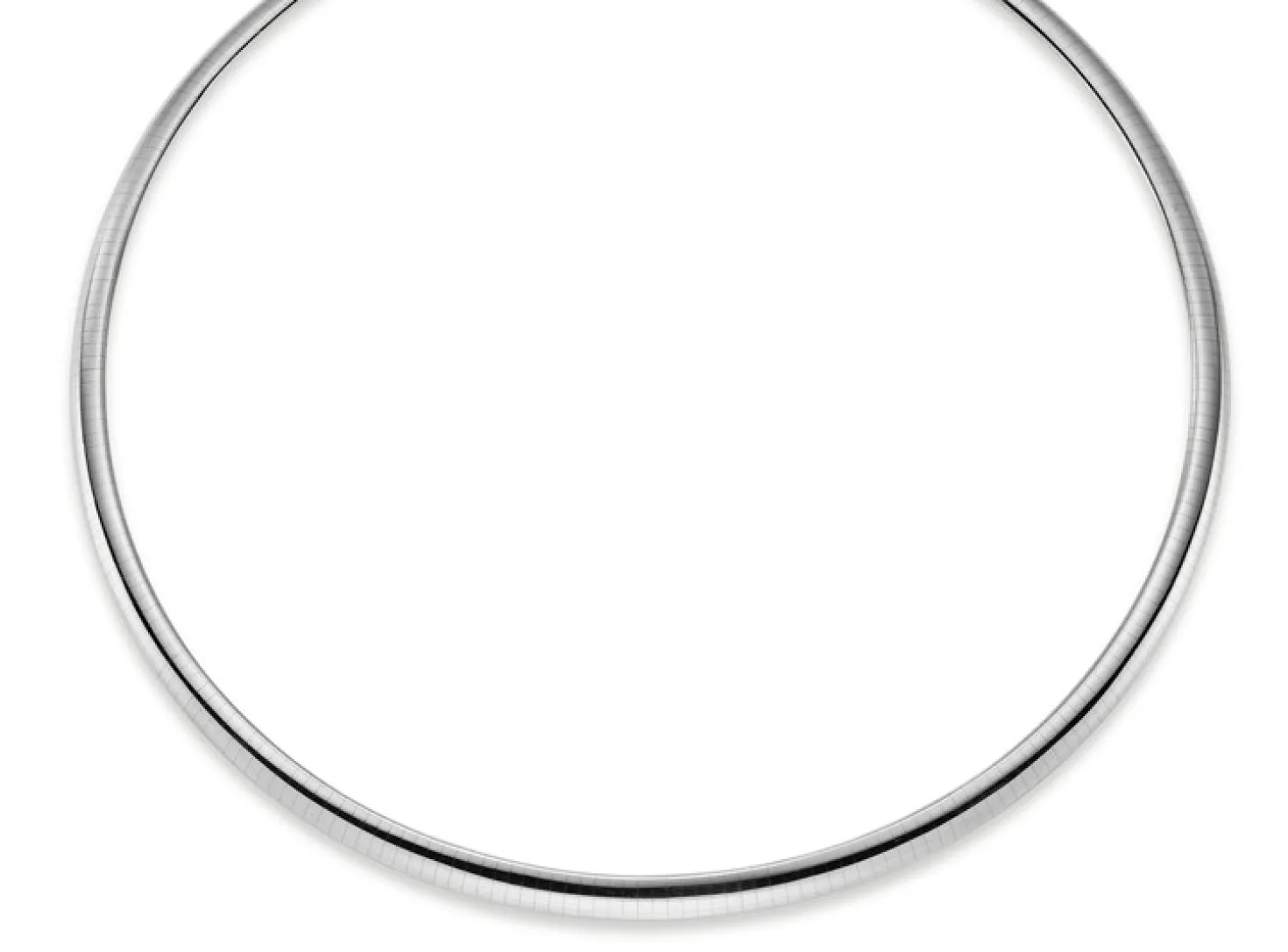6mm Halsreif Omegareif Omegakette, 585 Gold Weißgold, flach, massiv, 50cm