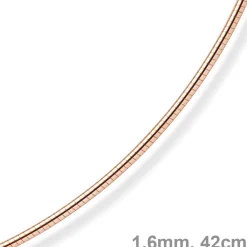 1,6mm Halsreif Omegareif Omegakette rund, 585 Gold Rotgold, 42cm