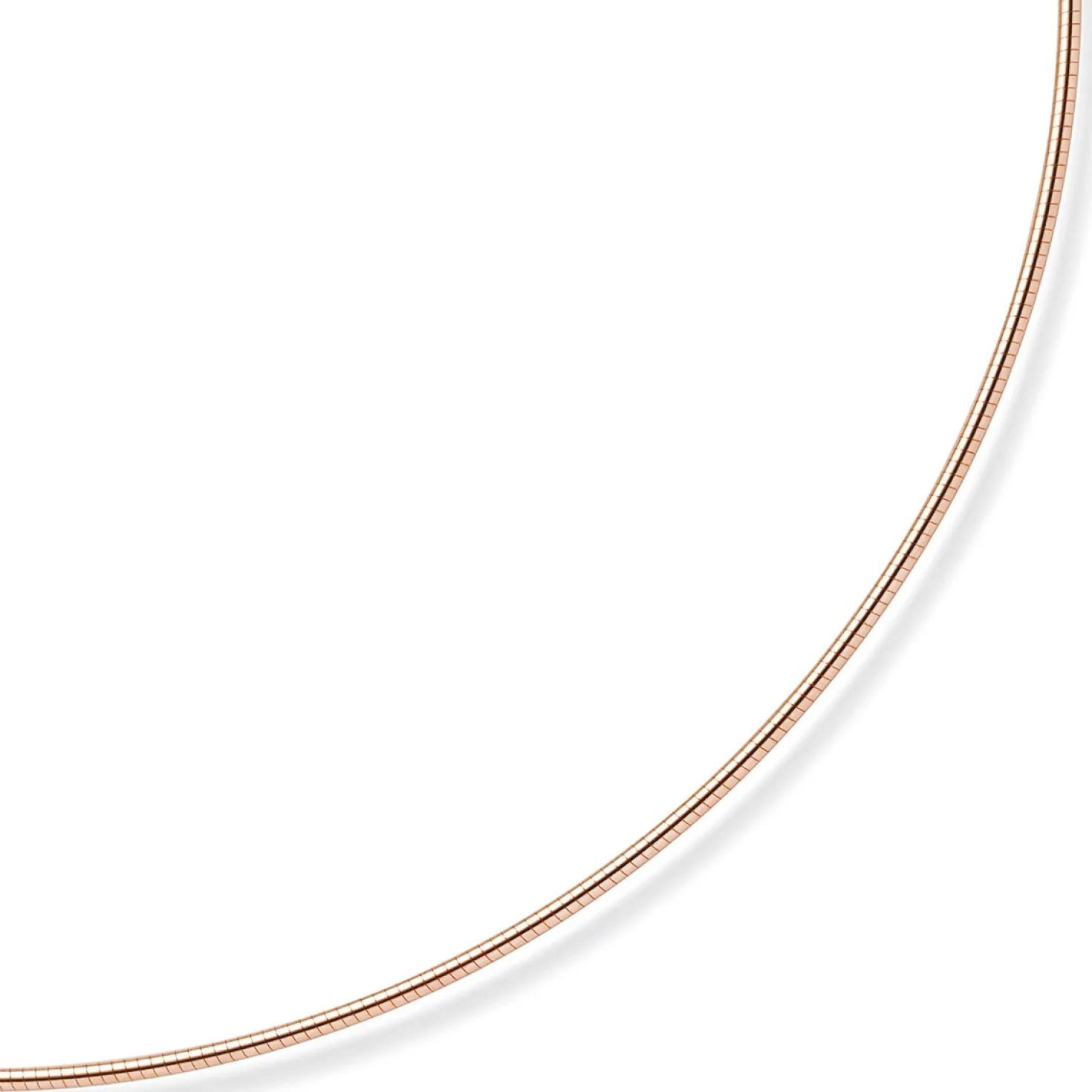 1,6mm Halsreif Omegareif Omegakette rund, 585 Gold Rotgold, 42cm