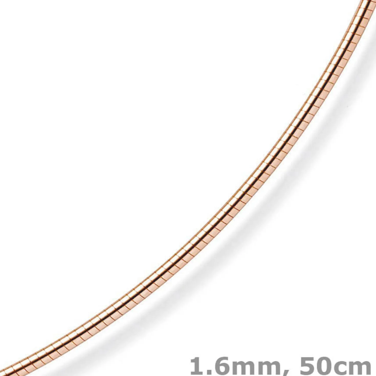 1,6mm Halsreif Omegareif Omegakette rund, 585 Gold Rotgold, 50cm