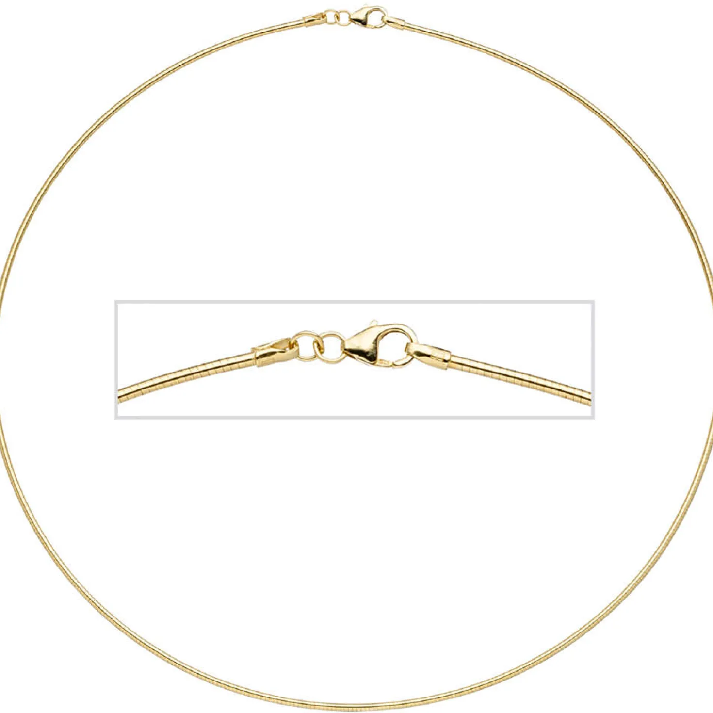 1,5mm Halsreif Omegareif 925 Silber gelbgold vergoldet 45cm Halsschmuck Damen