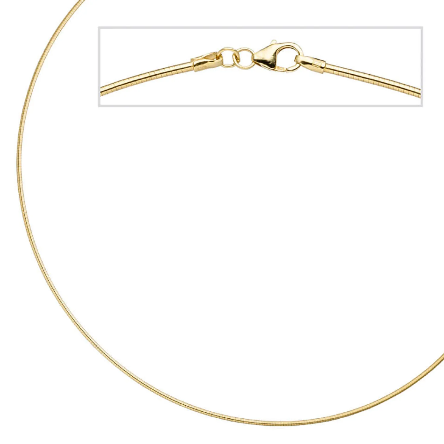 1,5mm Halsreif Omegareif 925 Silber gelbgold vergoldet 45cm Halsschmuck Damen