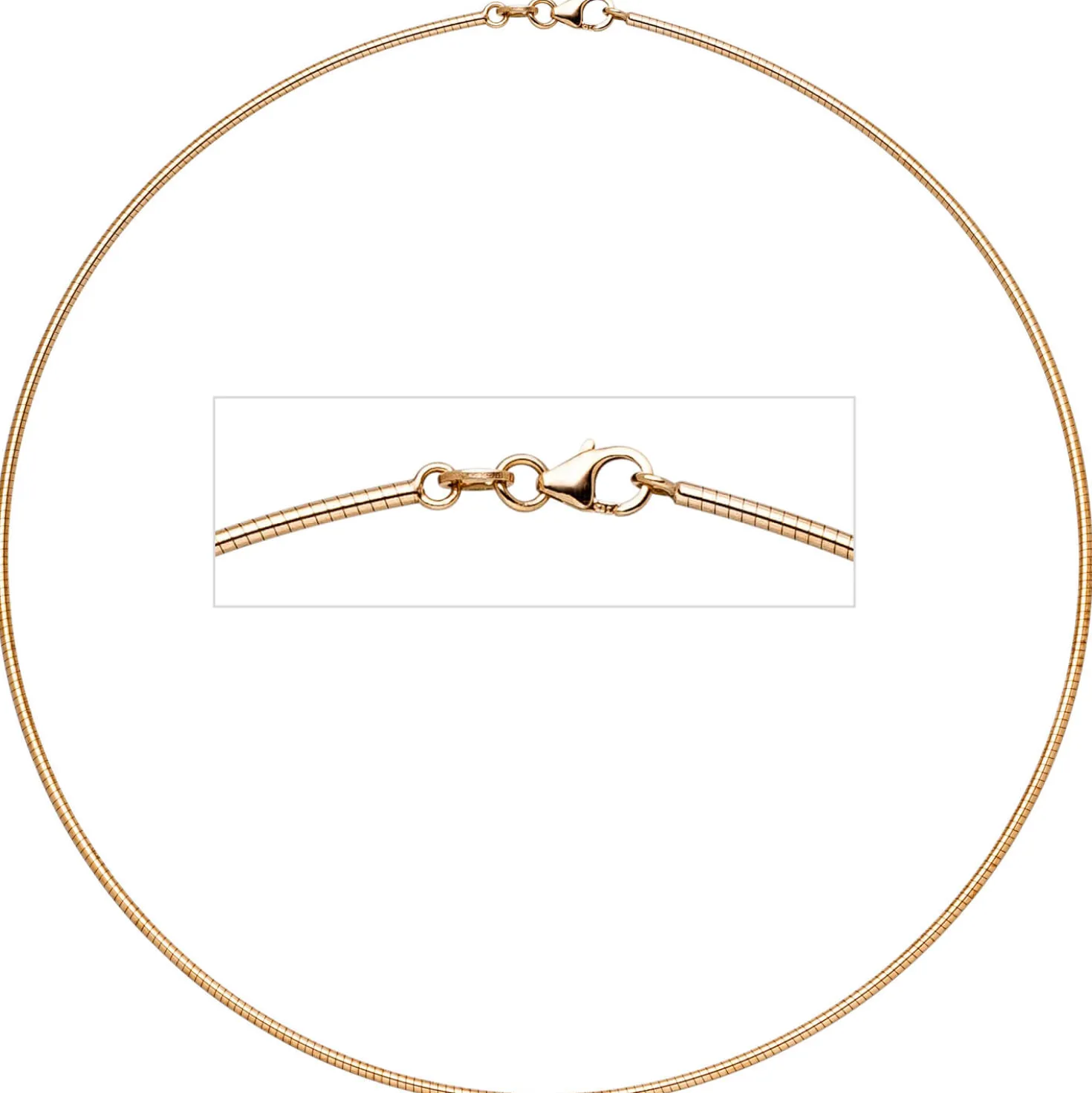 1,8mm Halsreif Reif Collier 14Kt 585 Gold Rotgold, 45cm