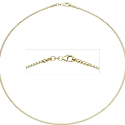 1,5mm Halsreif Reif Kette Collier, 333 Gold Gelbgold, Omegakette, 42cm