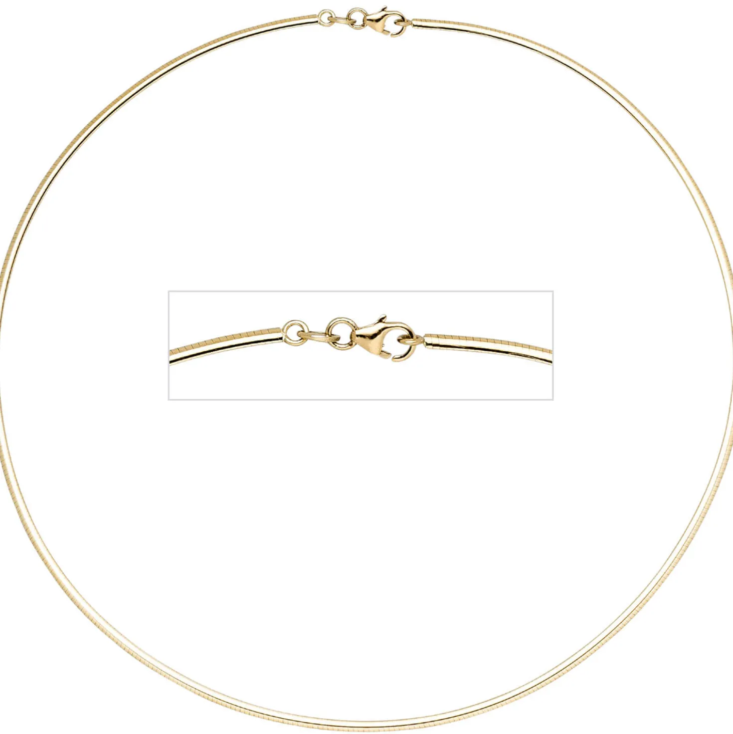 2mm Halsreif Reif Kette, 333 Gold Gelbgold, flach, 45cm