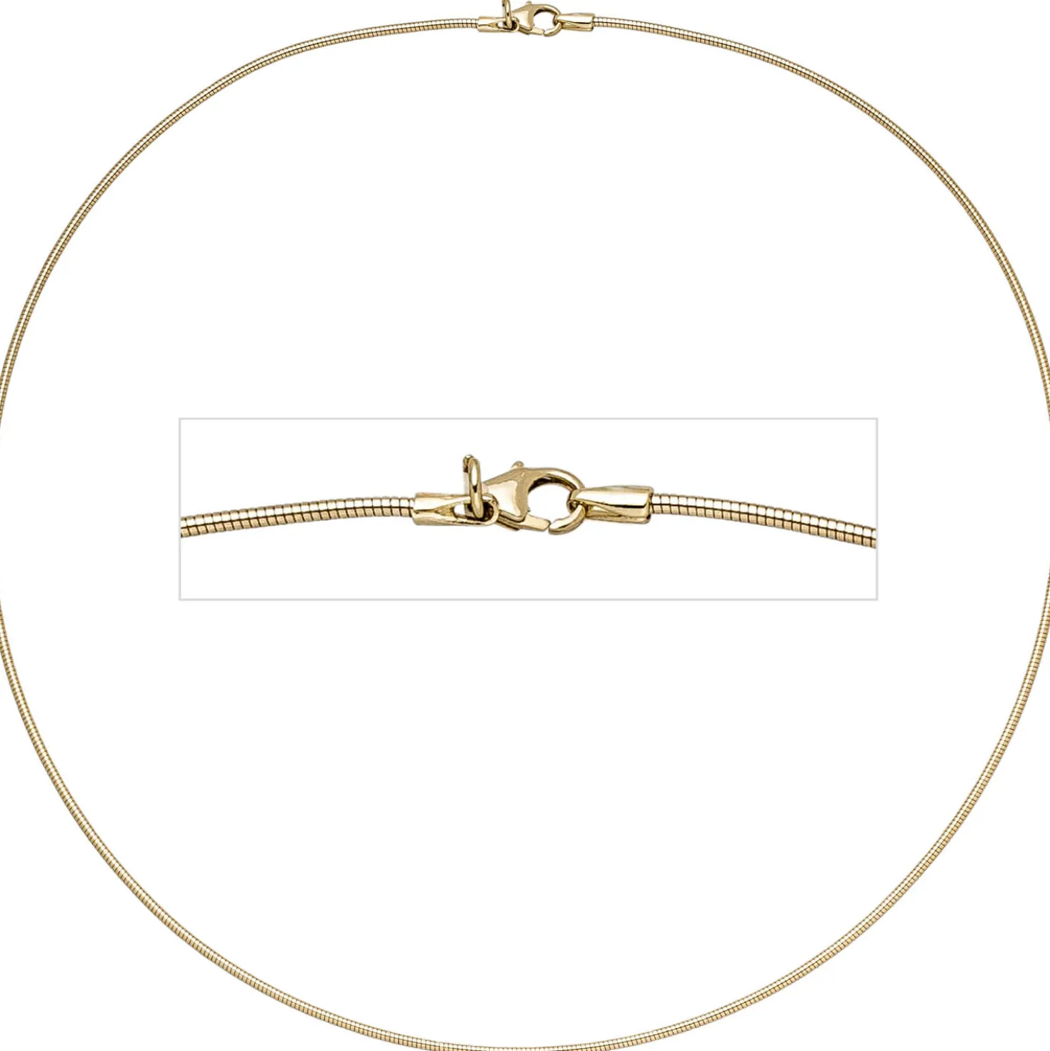 1,1mm Halsreif Reif Kette rund, 585 Gold Gelbgold, 50cm