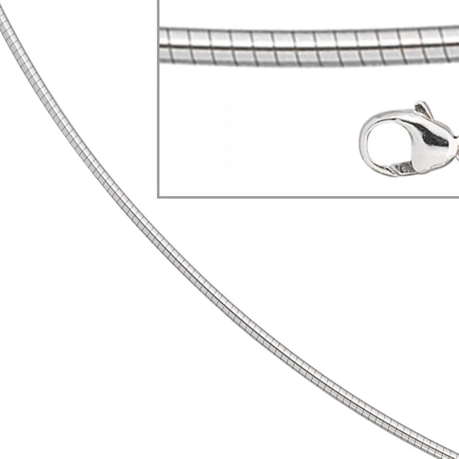 1.2mm Halsreif Reif Kette rund, 585 Weißgold Gold, 45cm