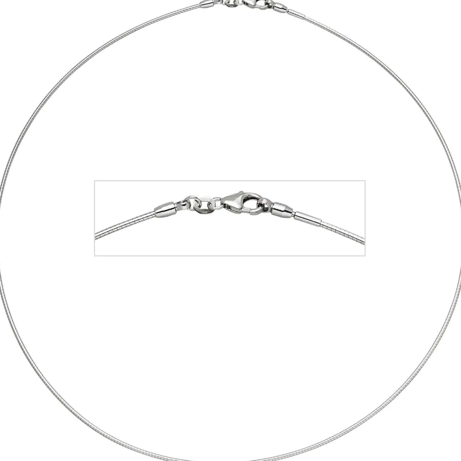 1.2mm Halsreif Reif Kette rund, 585 Weißgold Gold, 42cm