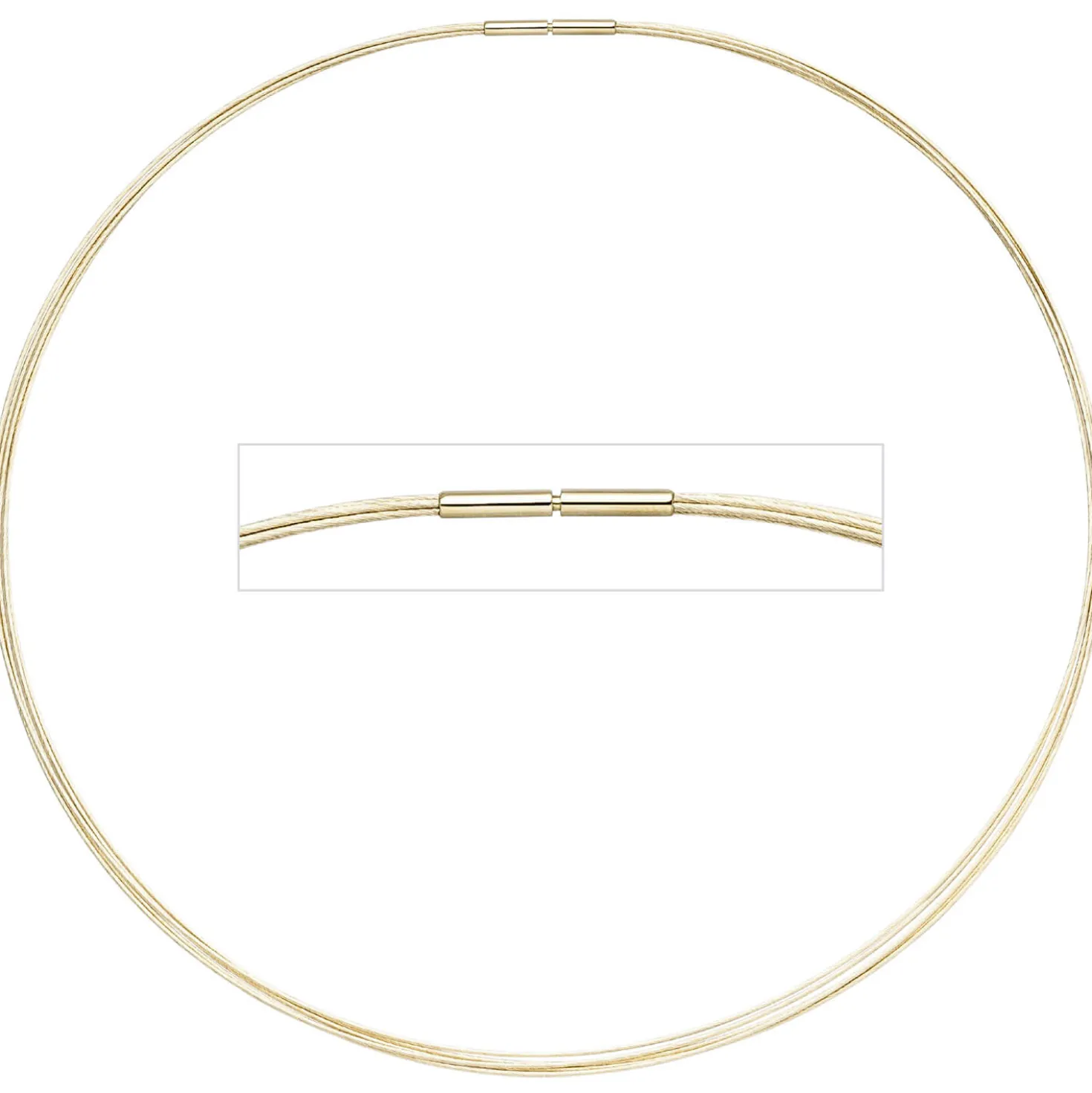 1,4mm Halsreif 5-reihige Halskette aus 585 Gold Gelbgold Halsschmuck, 45cm
