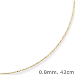0,8mm Halsreif Tondakette Collier Omegareif Halskette aus 585 Gold Gelbgold 42cm