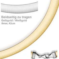 8mm Halsreif Wendeomegareif Collier flach 750 Gold Gelbgold & Weißgold 42cm Damen