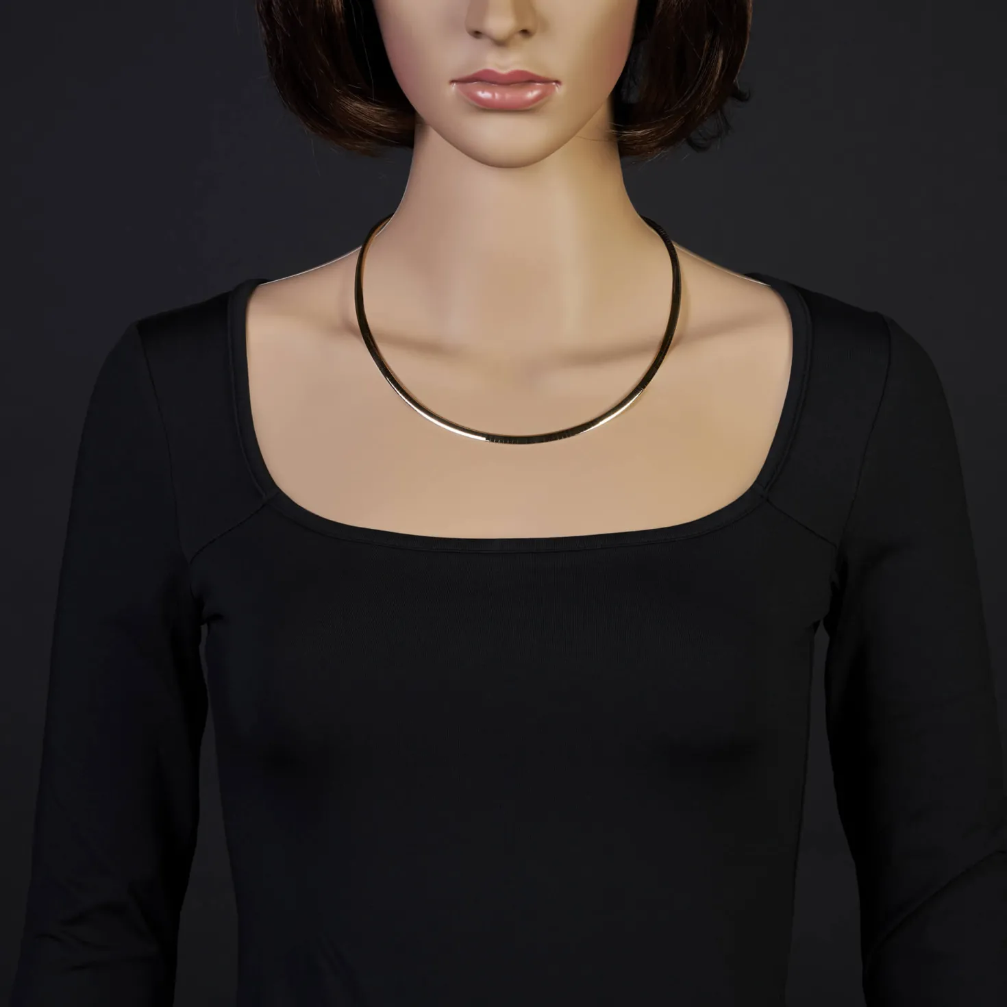 4mm Halsreif Wendeomegareif Collier flach 750 Gold Gelbgold & Weißgold 50cm Damen