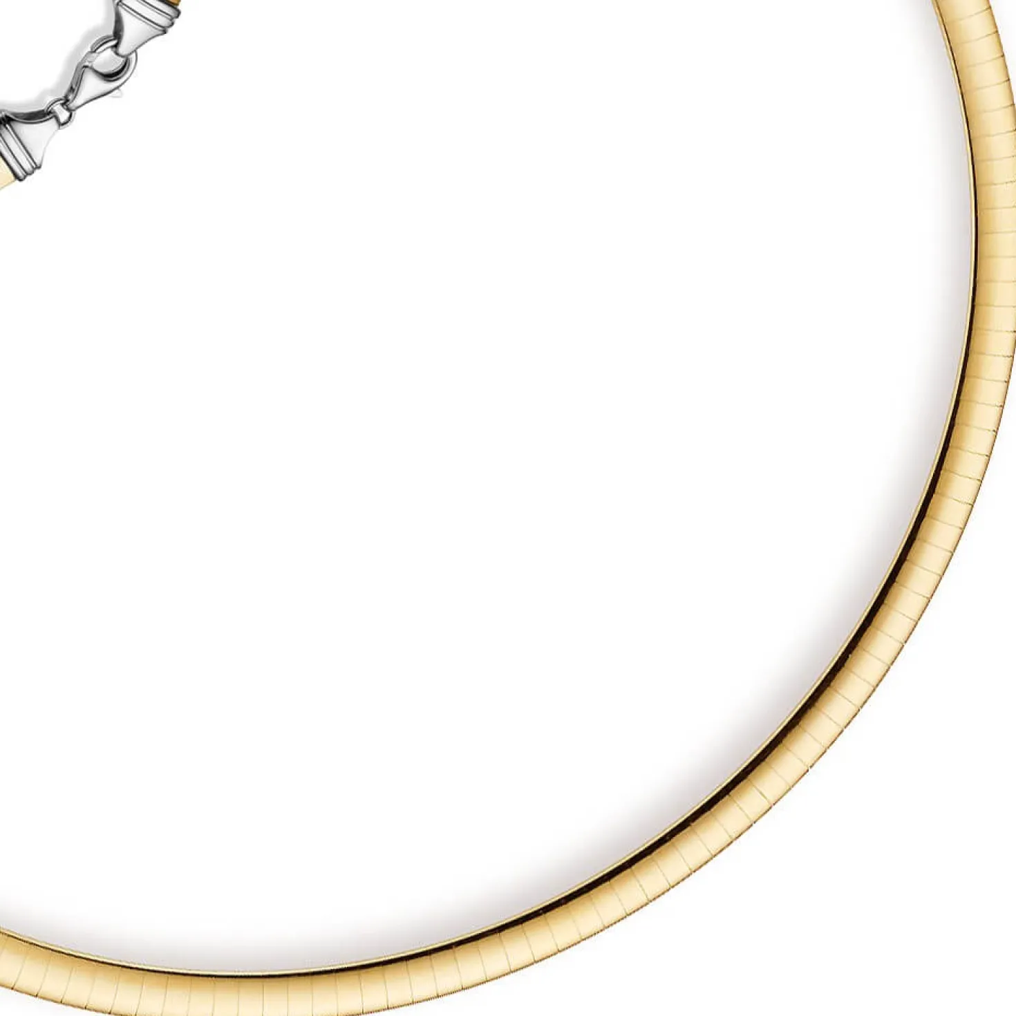 4mm Halsreif Wendeomegareif Collier flach 750 Gold Gelbgold & Weißgold 50cm Damen