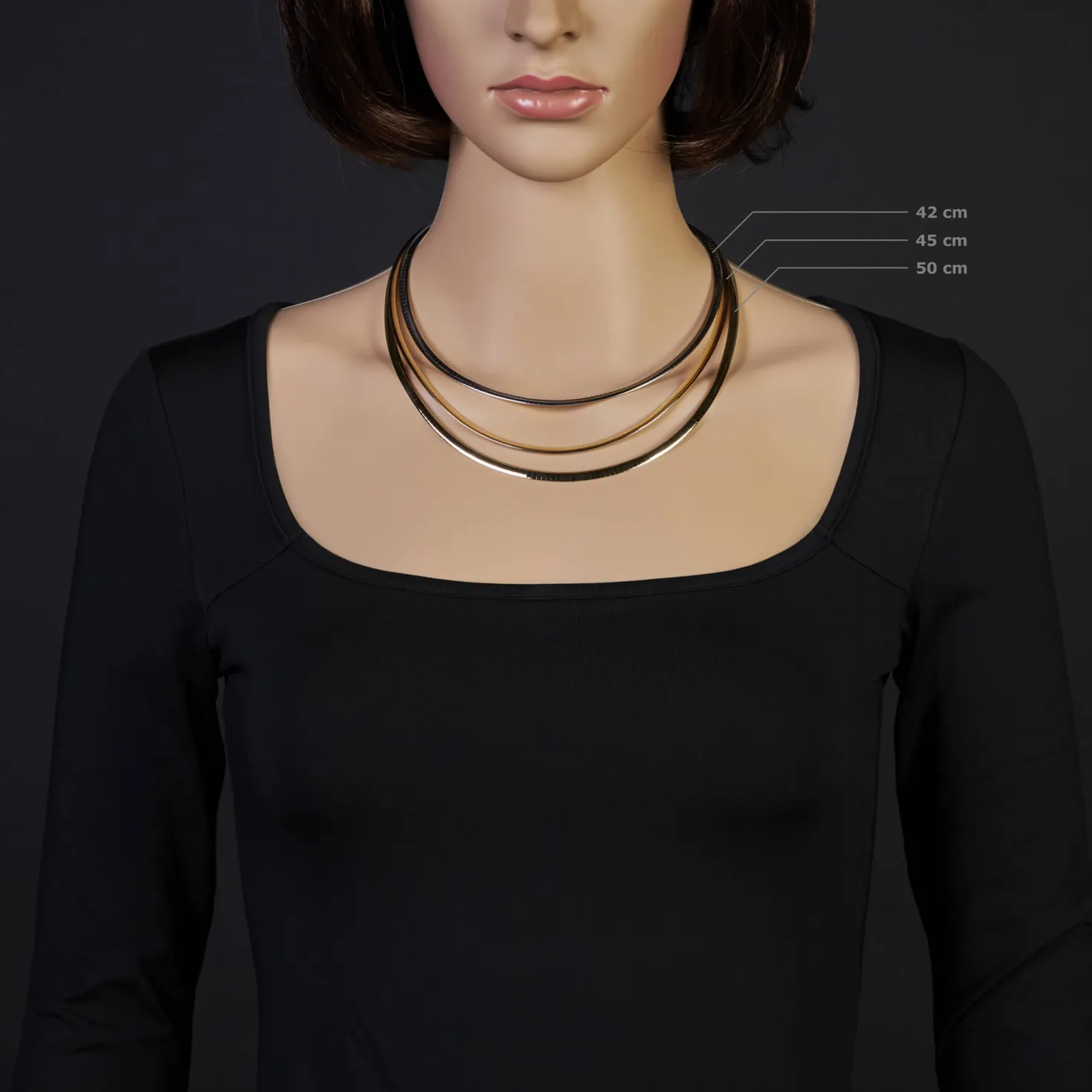 4mm Halsreif Wendeomegareif Collier flach 750 Gold Gelbgold & Weißgold 42cm Damen