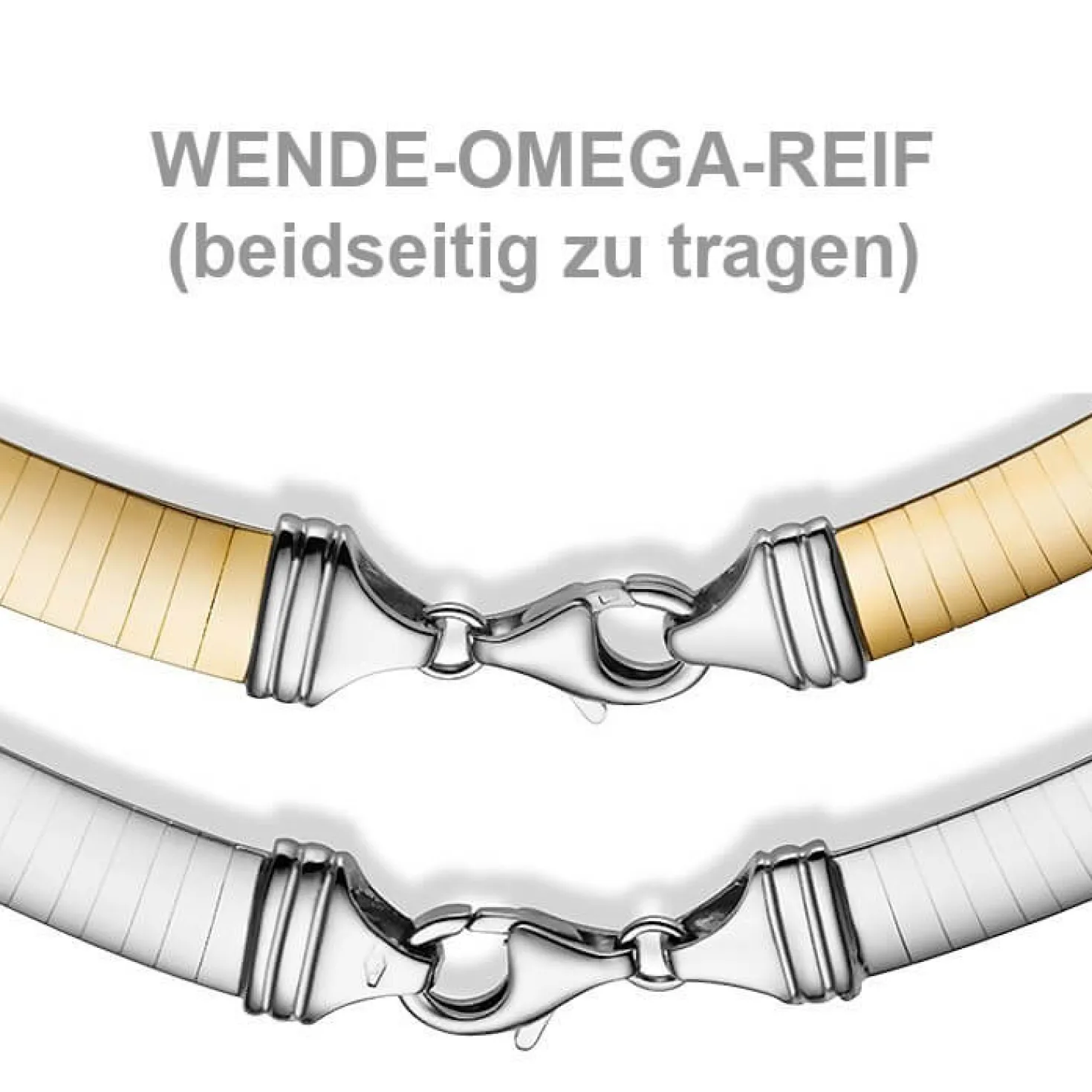 4mm Halsreif Wendeomegareif Collier flach 750 Gold Gelbgold & Weißgold 42cm Damen