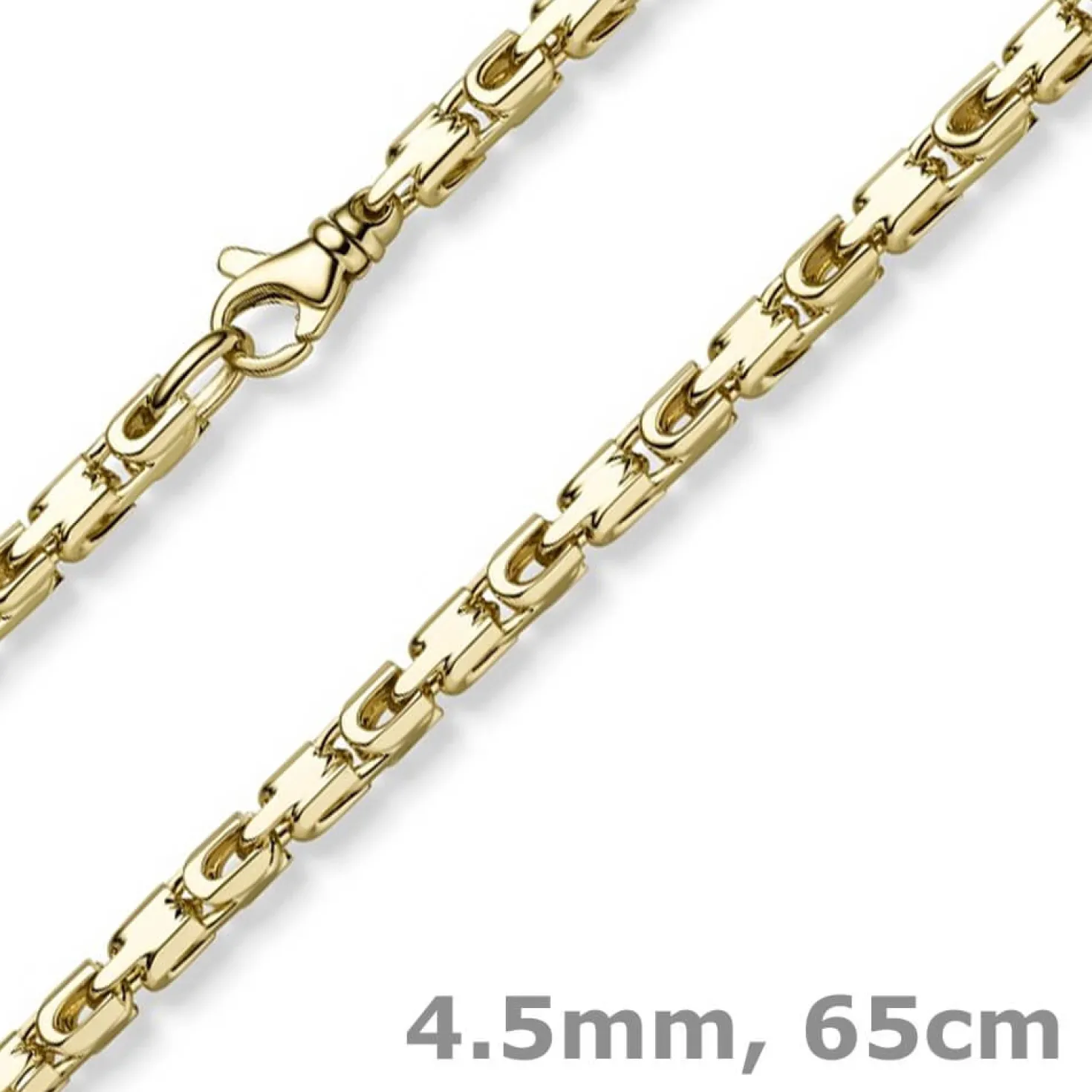 4,5mm Herren Kette Halsschmuck Halskette aus 750 Gold Gelbgold 65cm