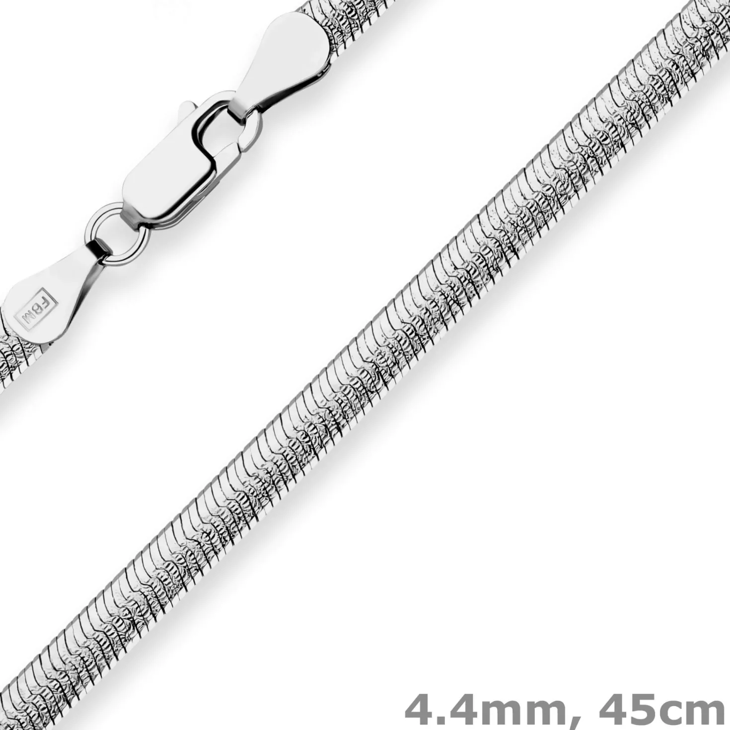 4,4mm Herringbonekette Kette Collier Halskette aus 925 Silber rhodiniert 45cm