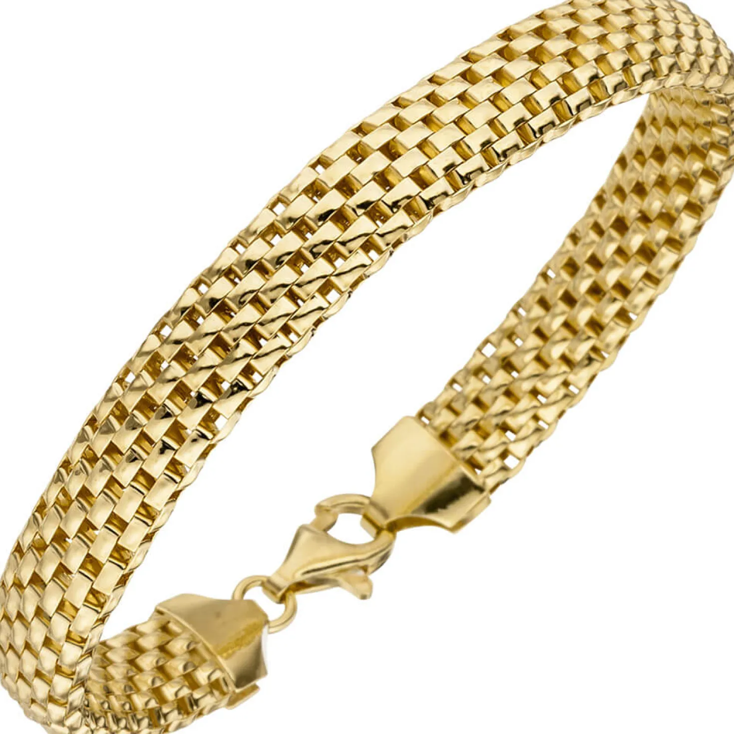 8mm Himbeer-Armband flach Armkette Armschmuck 925 Silber vergoldet Damen 19cm